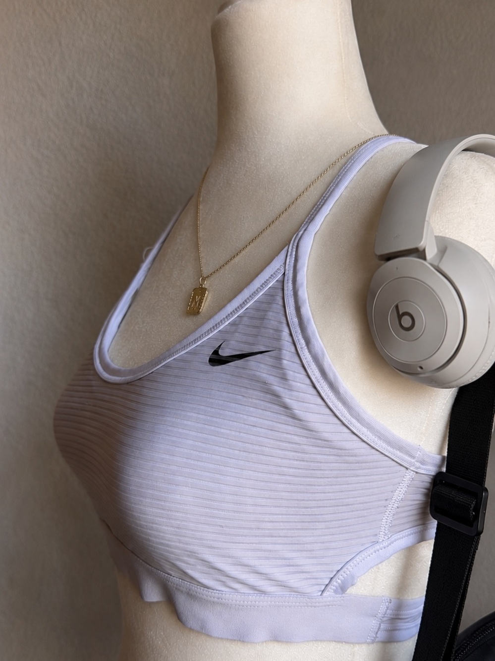 Nike Ribbed Grey Sports Bra Athletic Workout Top Size M